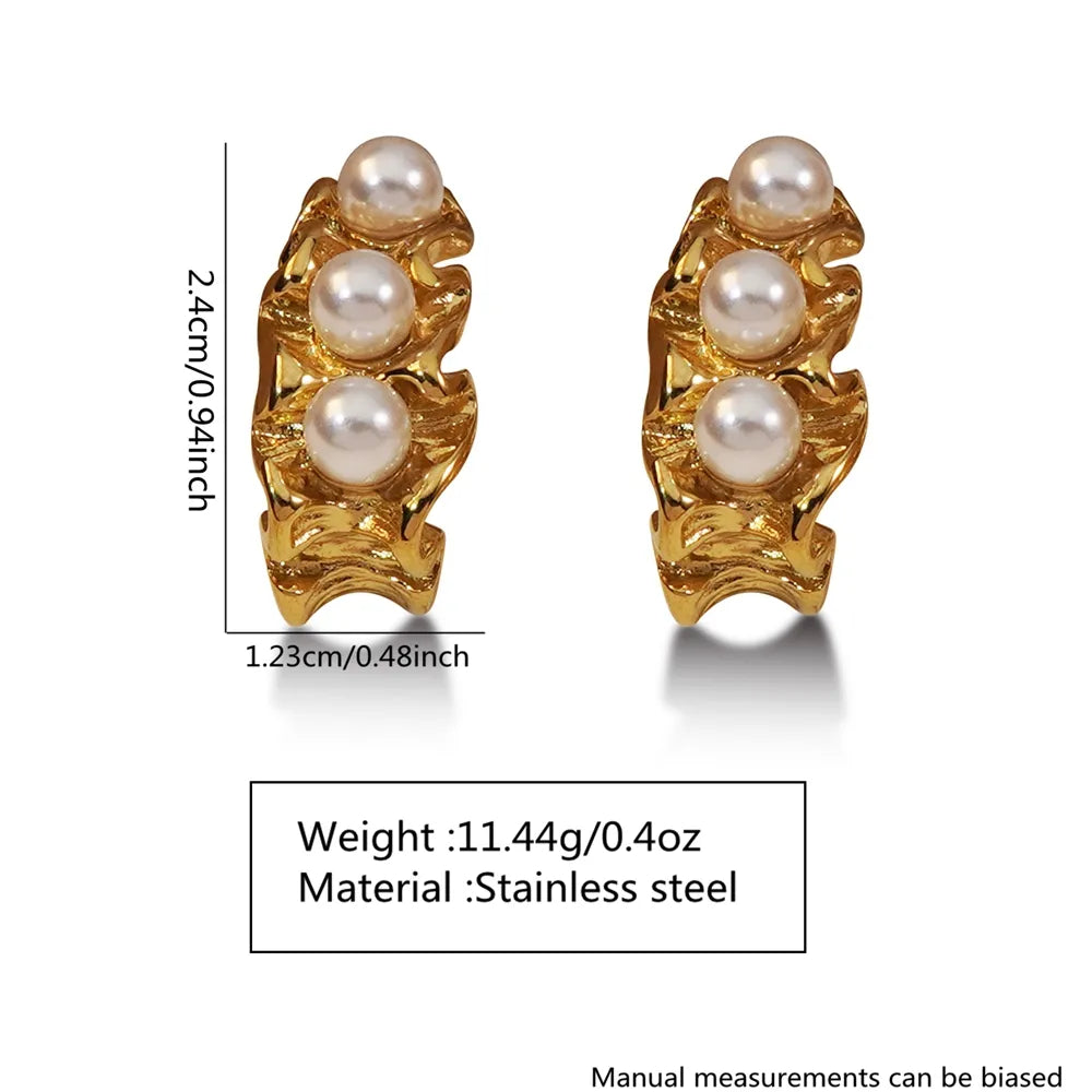 18K Gold Plated Classic Style C Shape Stainless Steel Acrylic Earrings