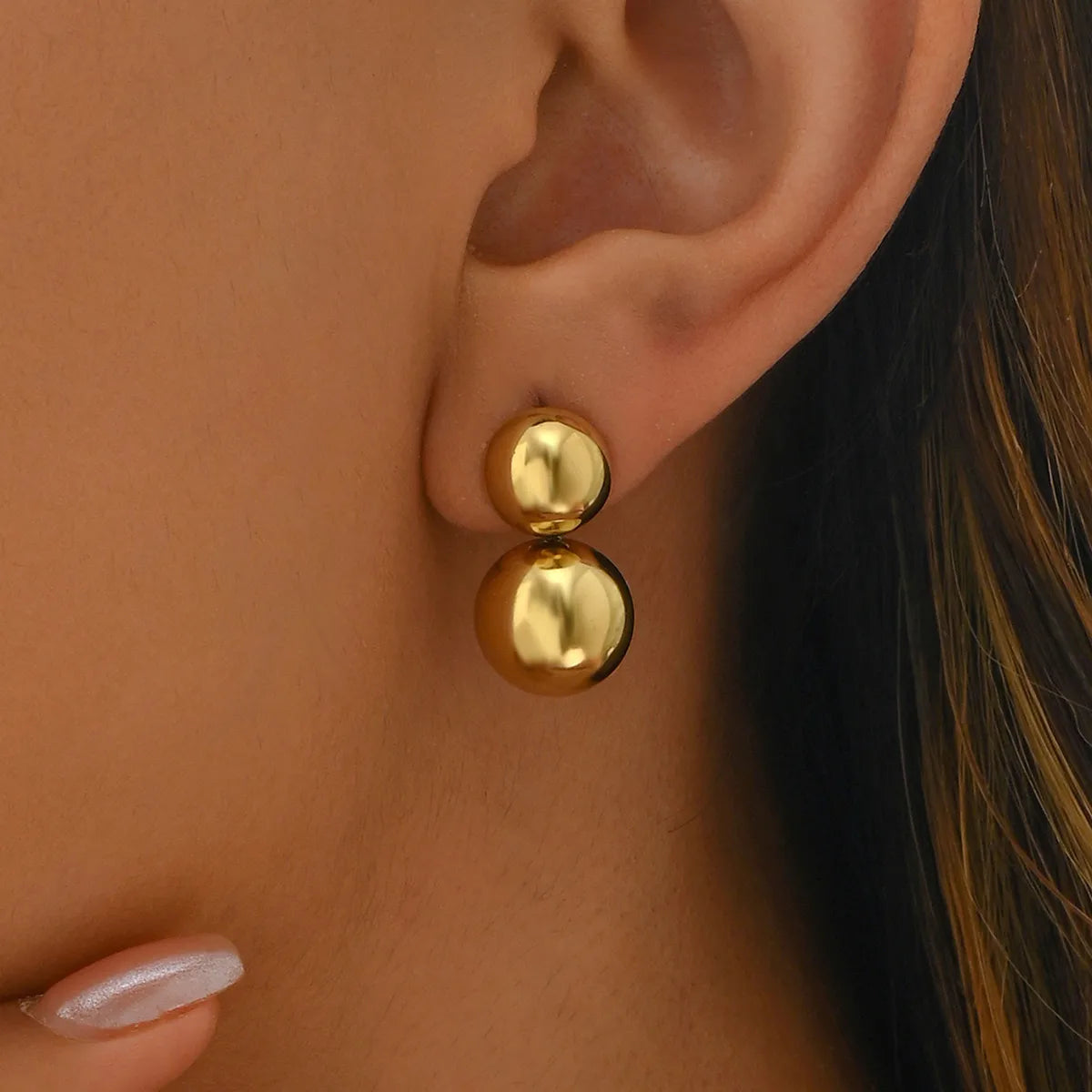 14K Gold Plated Simple Style Solid Color Polishing Stainless Steel Drop Earrings