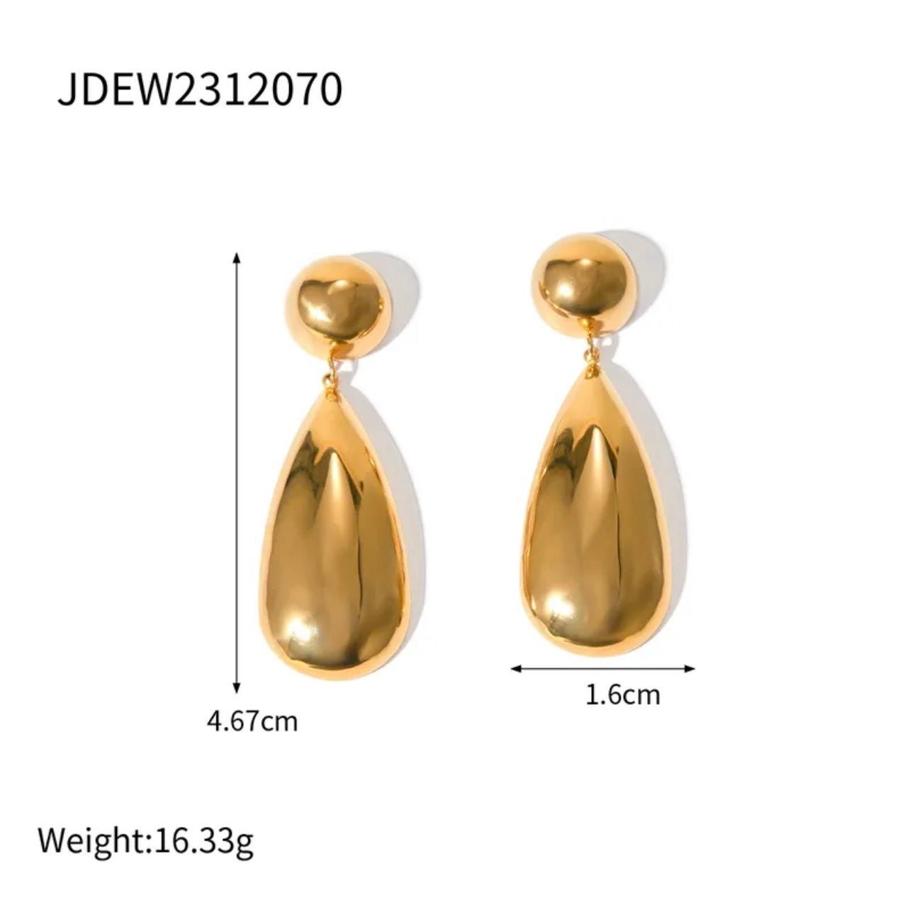 18K Gold Plated Teardrop Statement Earrings – Elegant Vintage Drop Jewelry