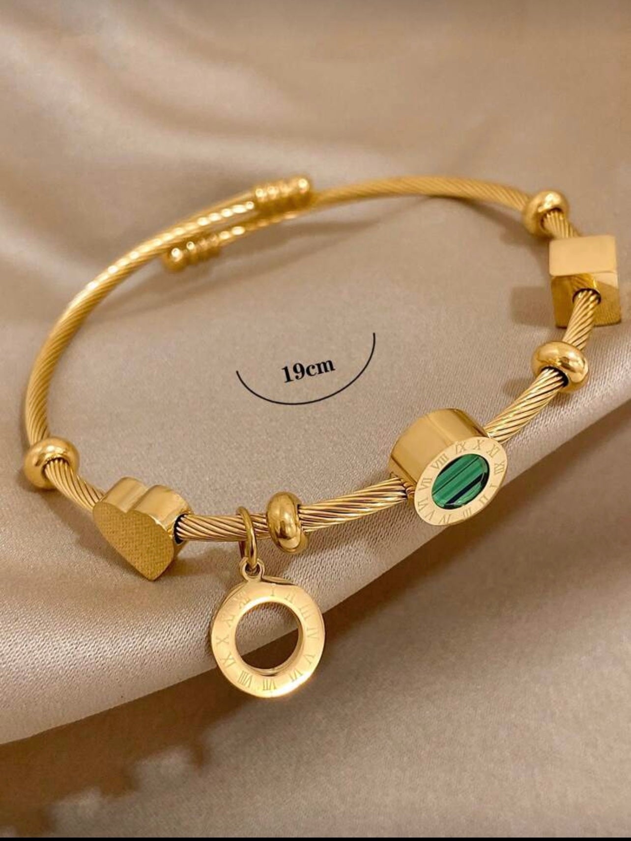 18K Gold Plated Charm Cable Bracelet | Waterproof Stainless Steel