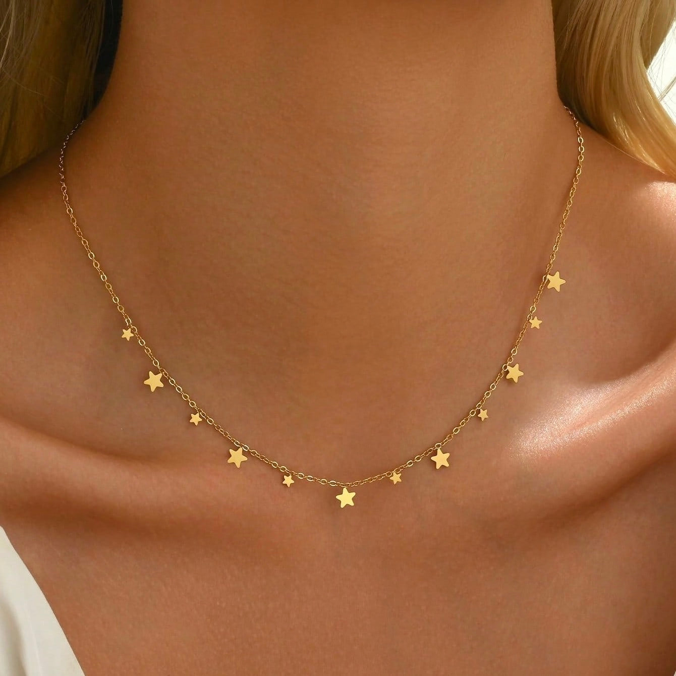 18K Gold Plated Dainty Star Charm Necklace – Minimalist Celestial Jewelry