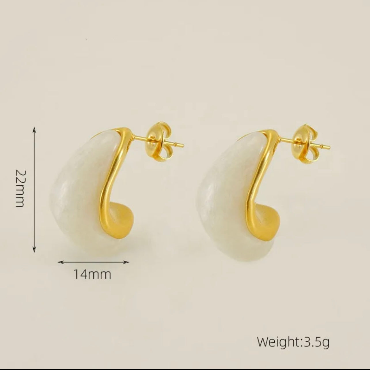 18k Gold Plated Casual Simple Style C Shape Stainless Steel Resin Ear Studs