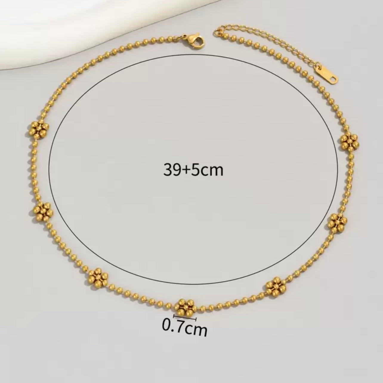 18K Gold Plated Beaded Flower Choker Necklace – Minimalist Dainty Jewelry