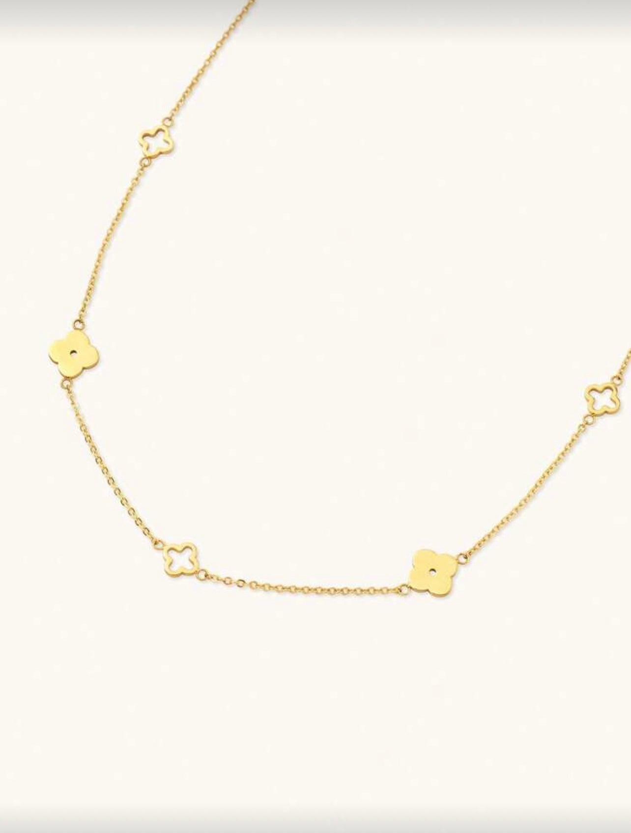 18K Gold Plated Clover Charm Necklace – Minimalist Dainty Waterproof Jewelry for Women