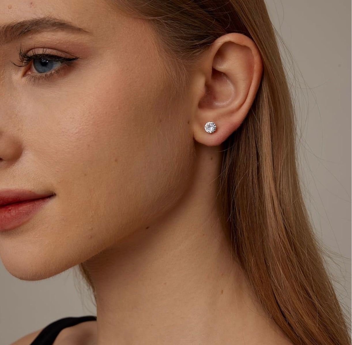 18K Gold Plated  Round Earrings For Women Stainless Steel Stud Earrings