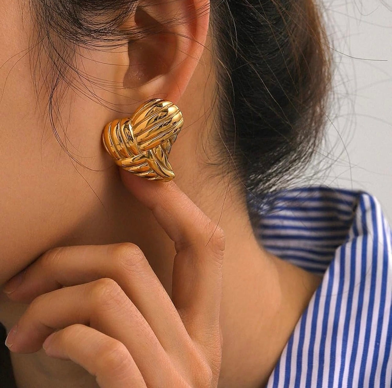 18k Gold Plated Stainless Steel Earrings Retro Simple Style Classic For Woman