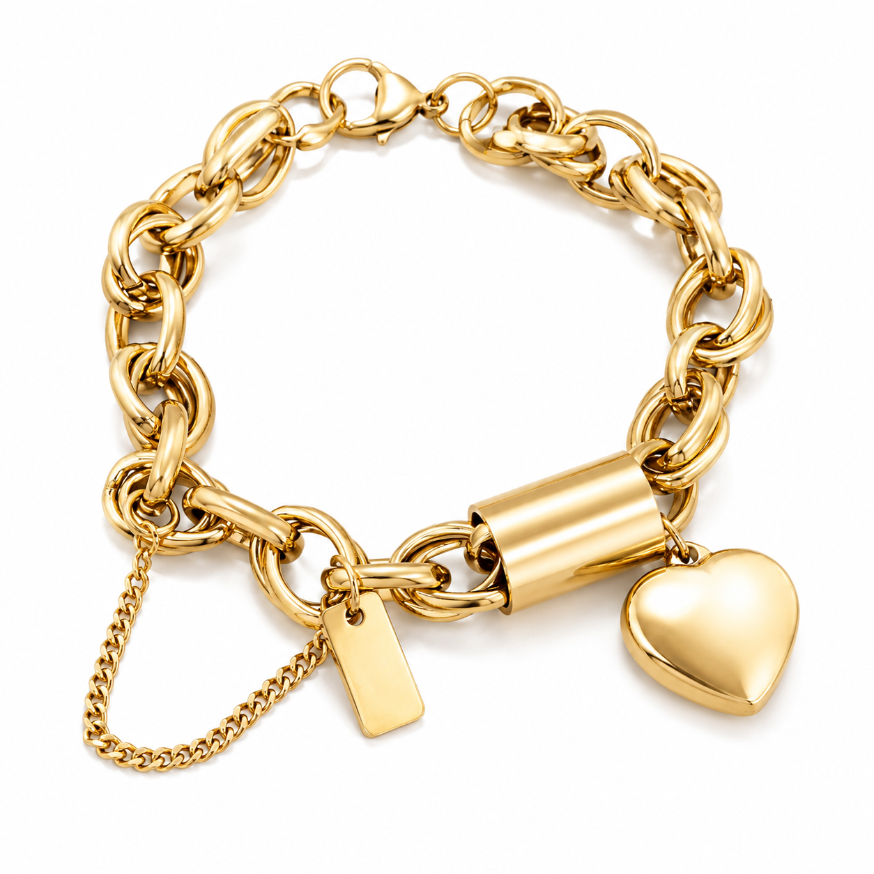 Vergoldetes Herzanhänger-Armband