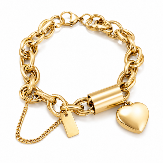 Vergoldetes Herzanhänger-Armband