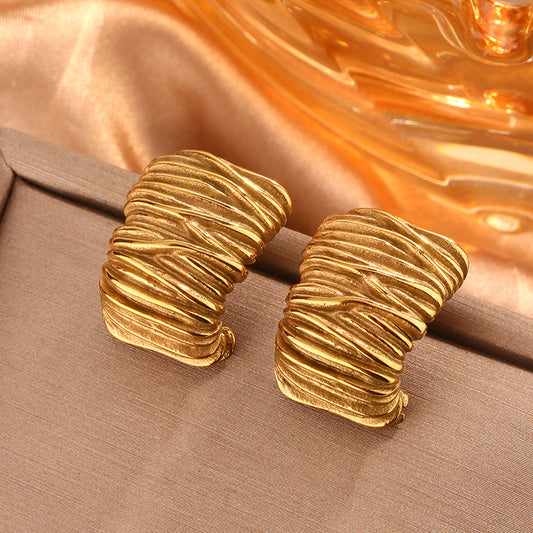 18k gold plated stainless steel Style Waves Lines Irregular earrings For Women