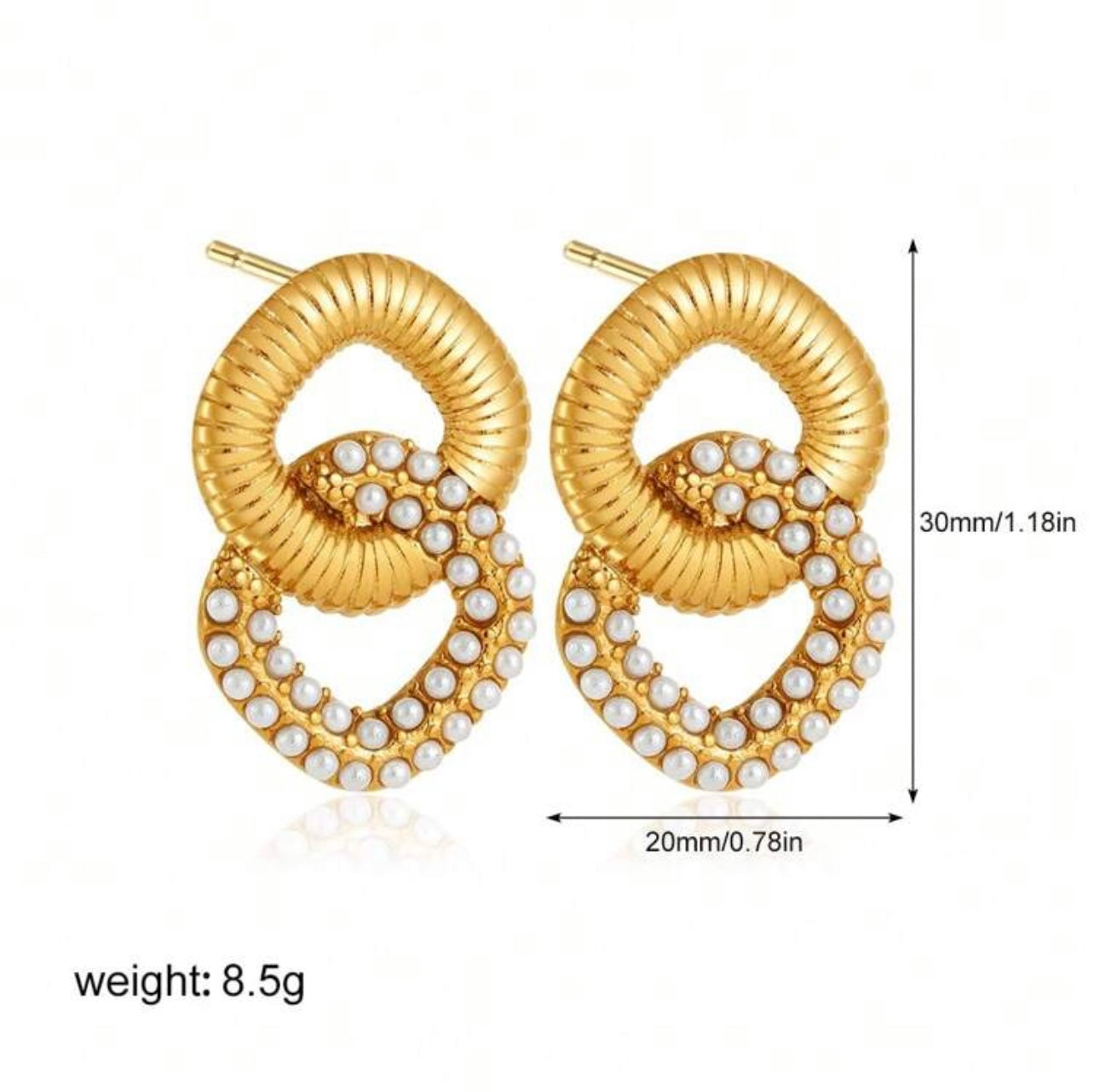 18K Gold Plated Pearl Knot Earrings – Elegant Vintage Statement Jewelry