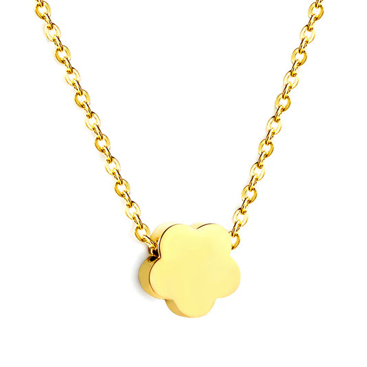 Minimalist Gold Flower Pendant Necklace – 18K Gold Plated Stainless Steel