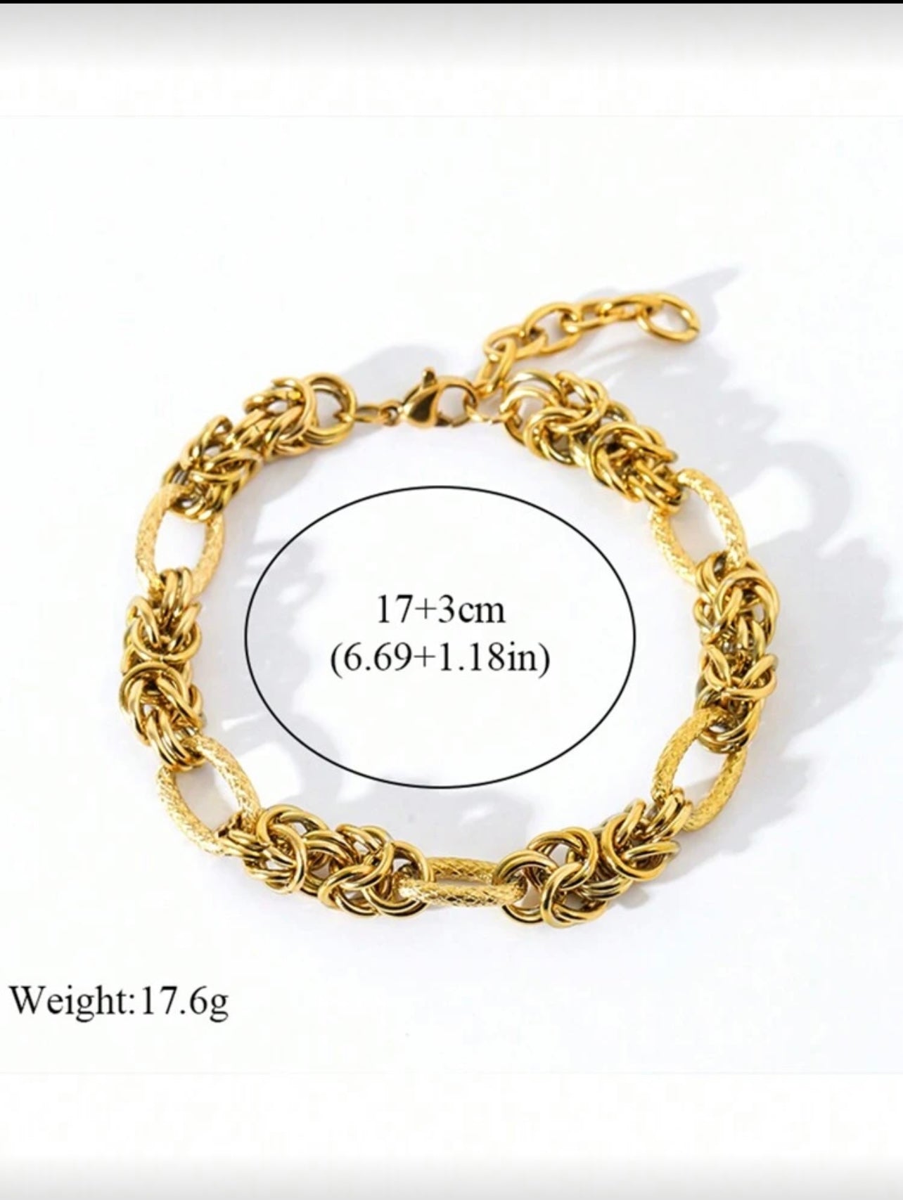 18K Gold Plated Textured Link Chain Bracelet | Waterproof & Tarnish-Resistant