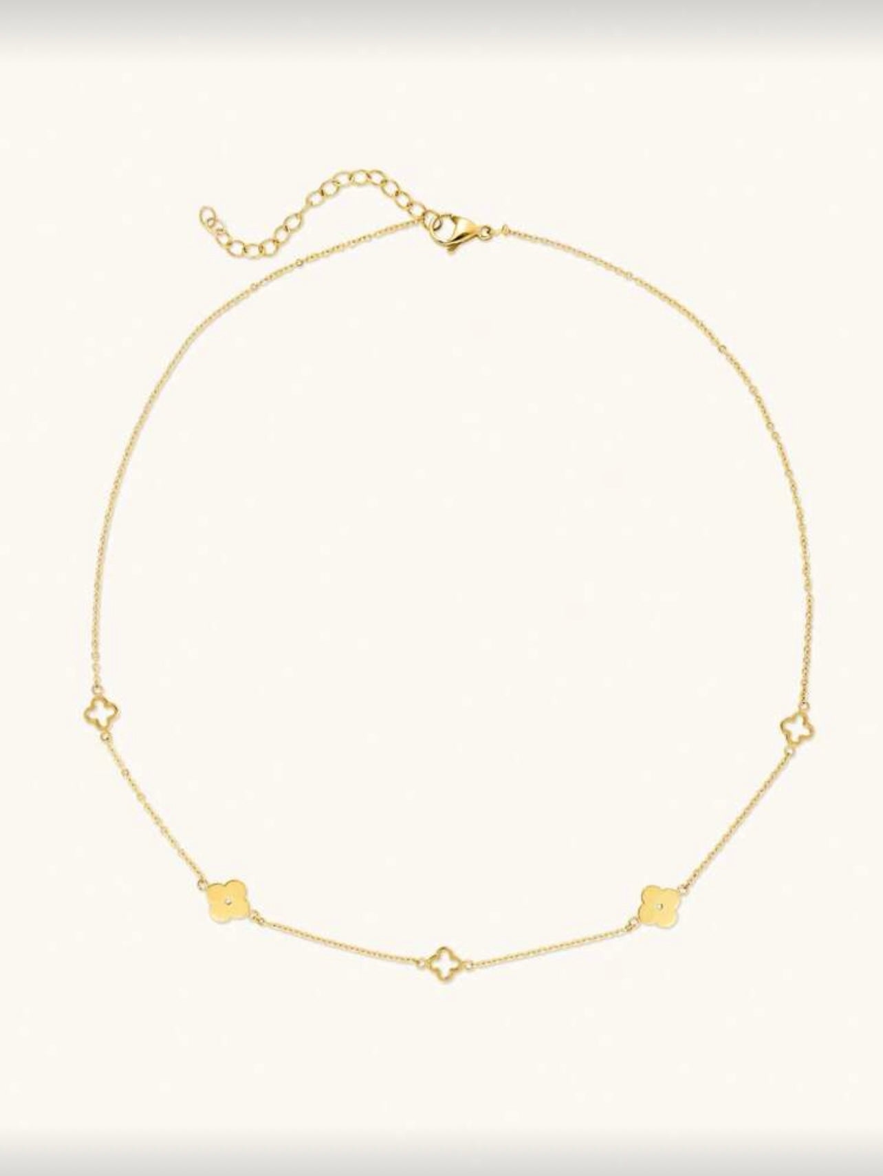 18K Gold Plated Clover Charm Necklace – Minimalist Dainty Waterproof Jewelry for Women