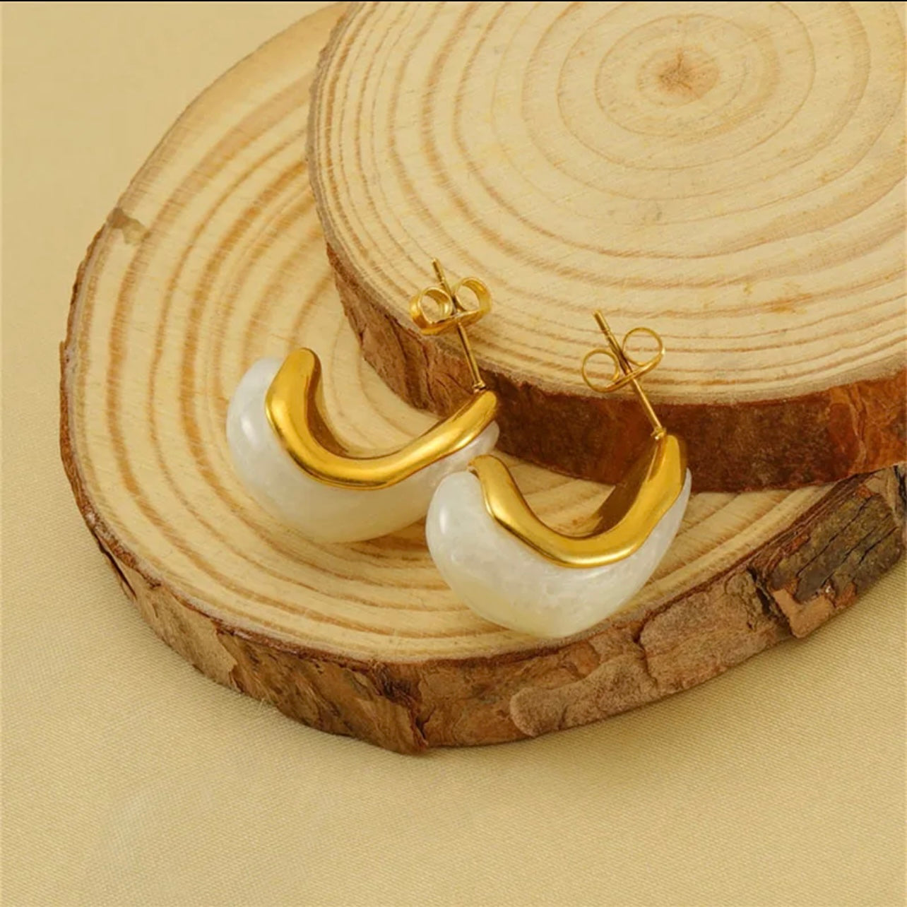 18k Gold Plated Casual Simple Style C Shape Stainless Steel Resin Ear Studs