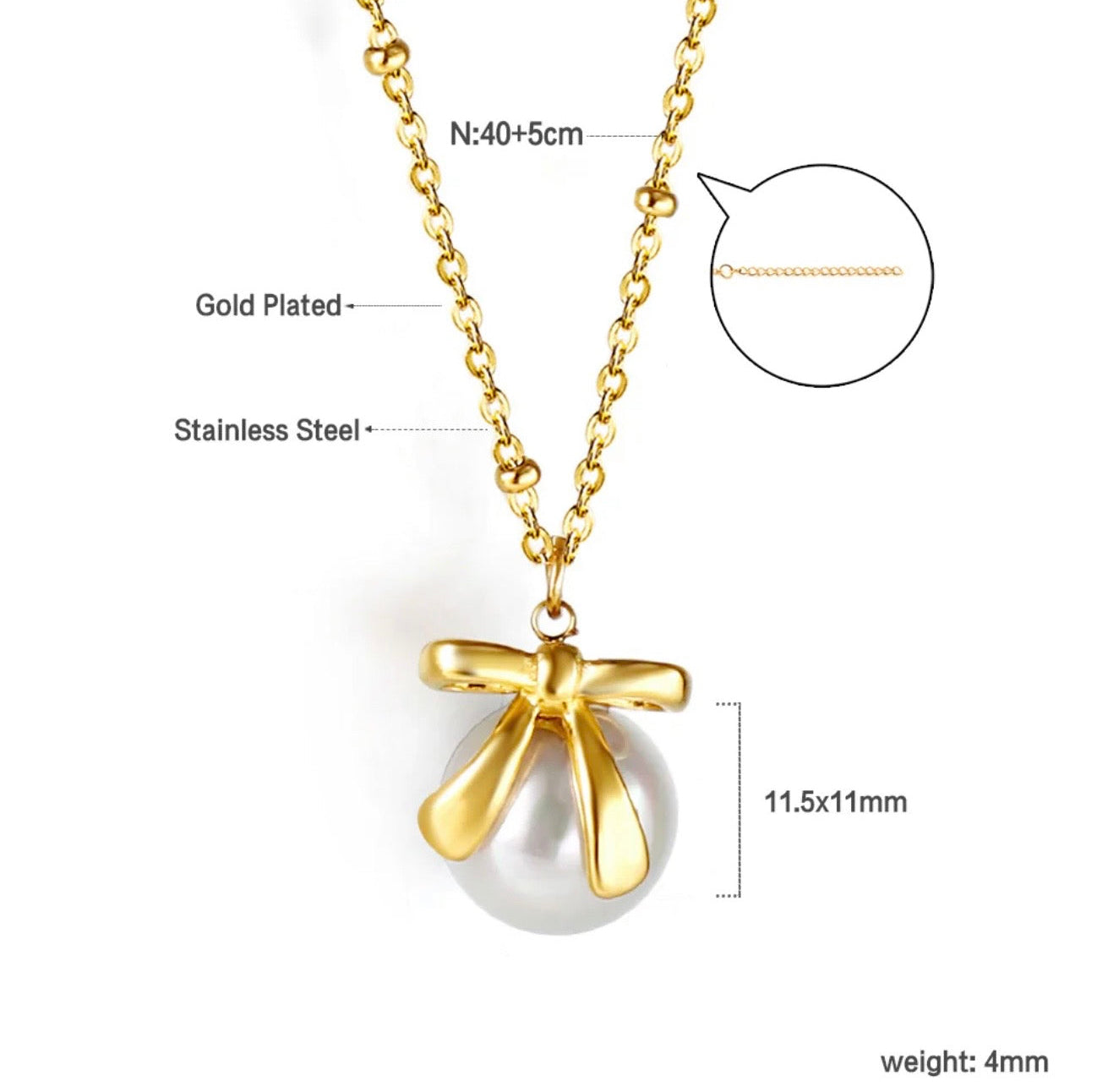 Jewelry Gift Set – Gold Bow Earrings & Pearl Charm Necklace