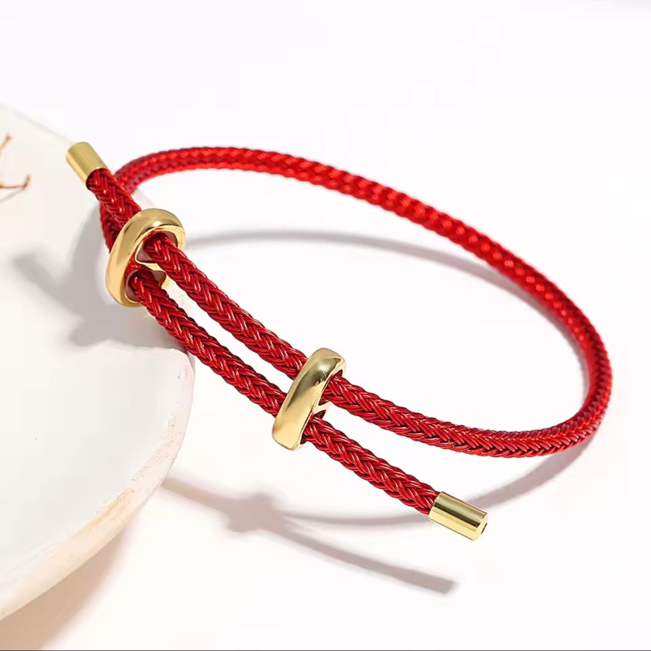 Fairy Queen Layered Gold & Red Bracelet Set – Elegant Stackable Jewelry