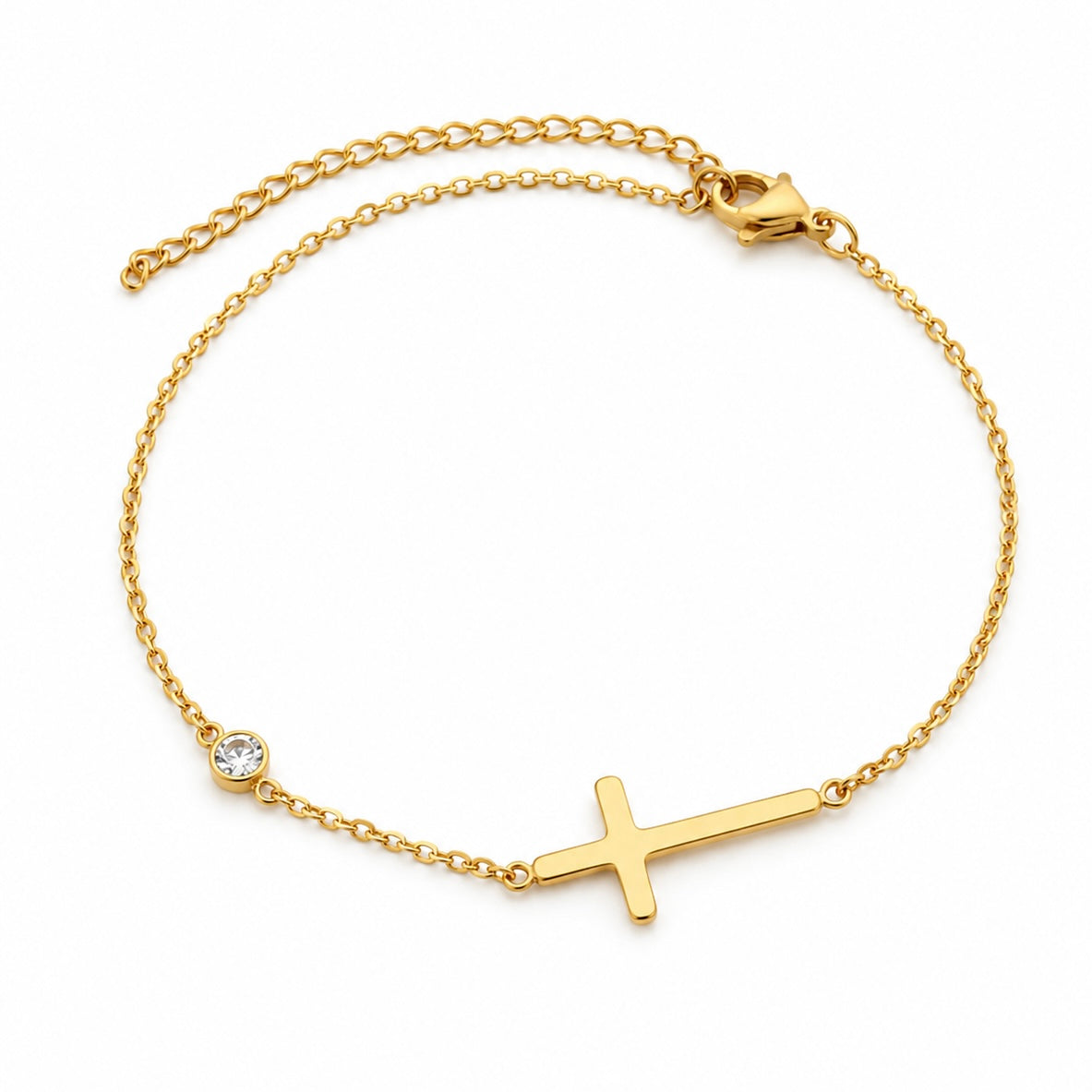 Vergoldetes Armband mit seitlichem Kreuz