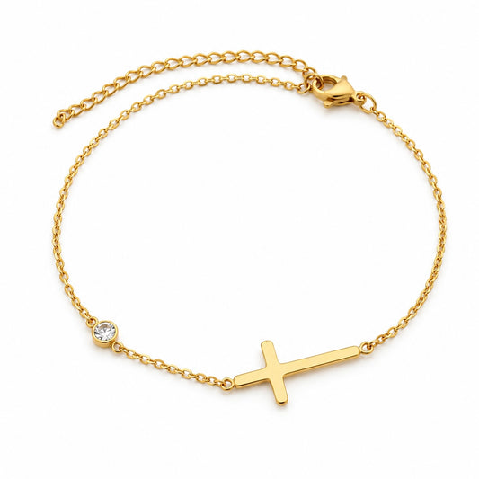 Vergoldetes Armband mit seitlichem Kreuz