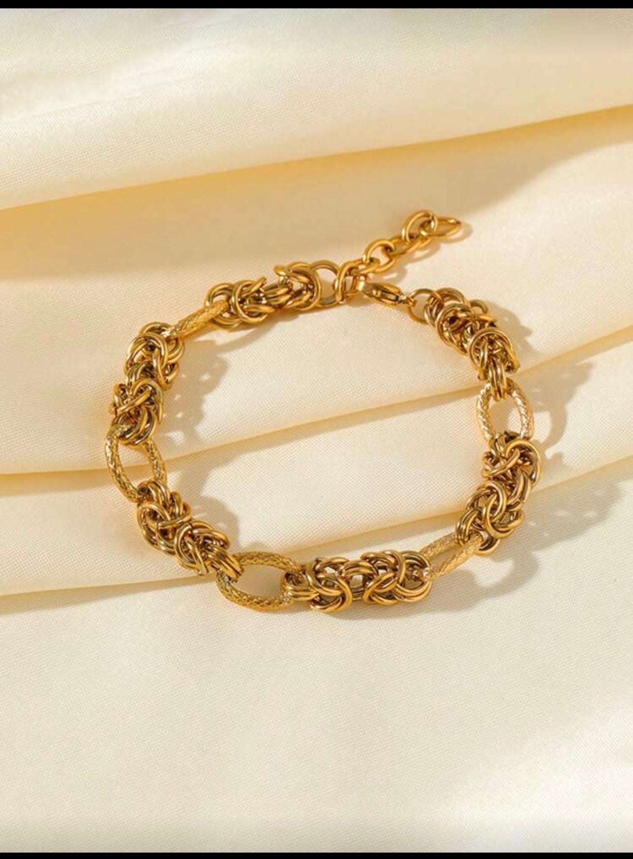 18K Gold Plated Textured Link Chain Bracelet | Waterproof & Tarnish-Resistant