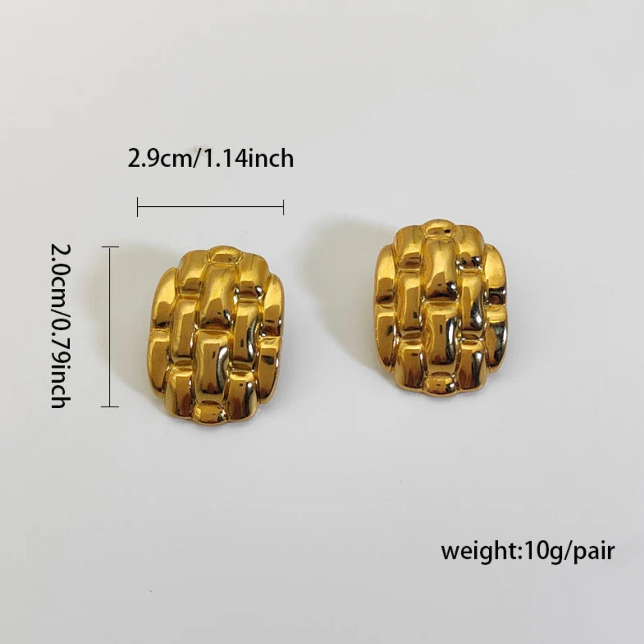 18K Gold Plated Chunky Chain Stud Earrings – Hypoallergenic Stainless Steel