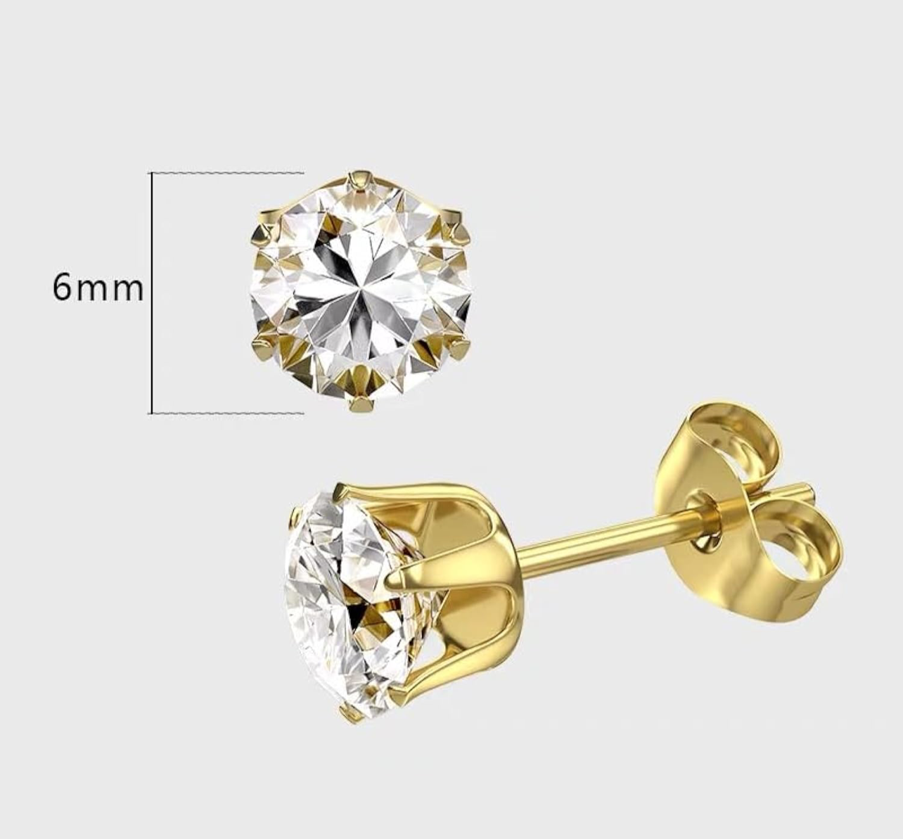 18K Gold Plated  Round Earrings For Women Stainless Steel Stud Earrings