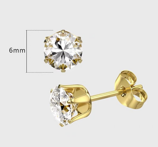 18K Gold Plated  Round Earrings For Women Stainless Steel Stud Earrings