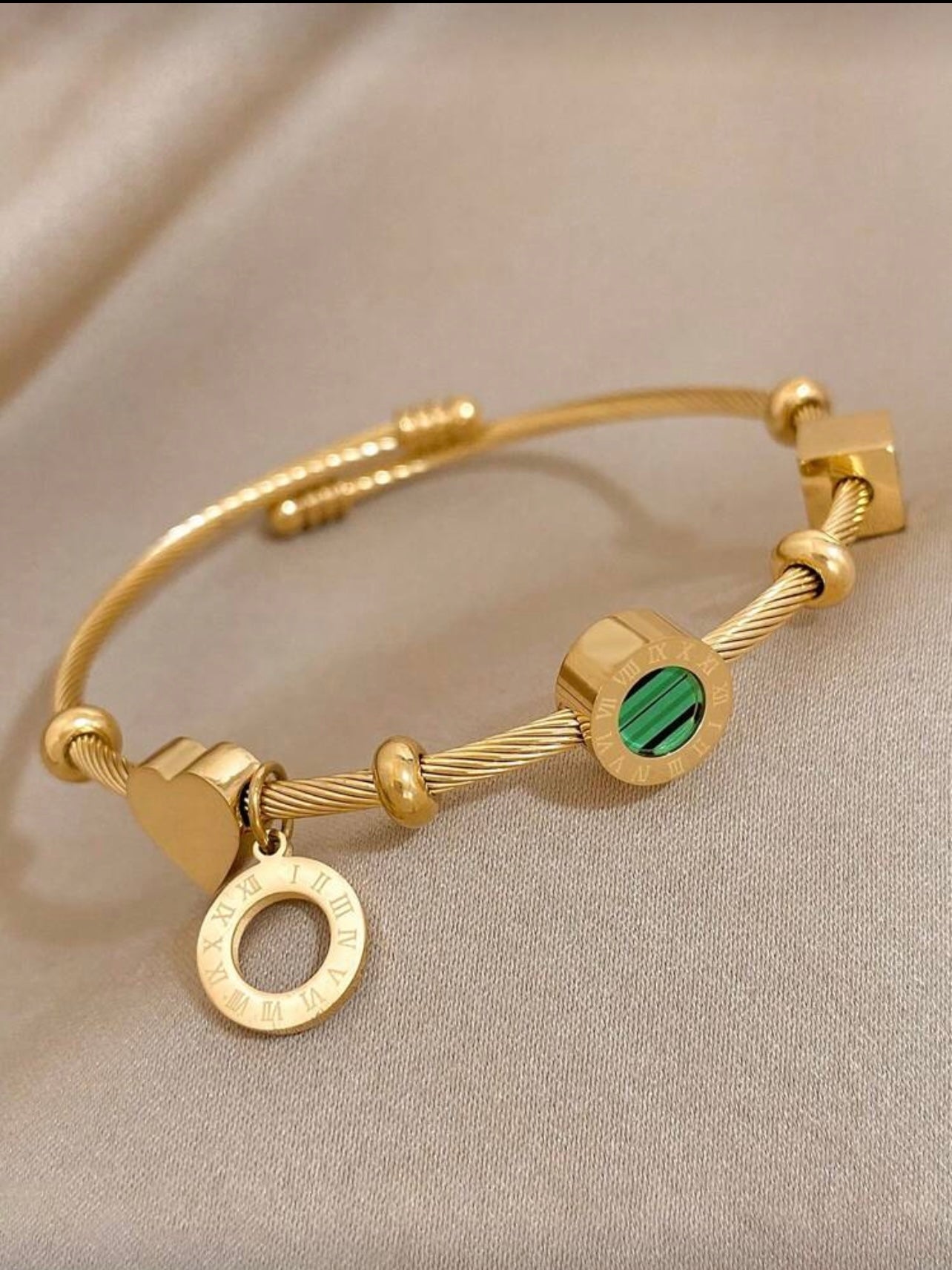 18K Gold Plated Charm Cable Bracelet | Waterproof Stainless Steel