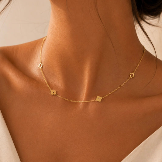 Gold Plated Clover Charm Necklace