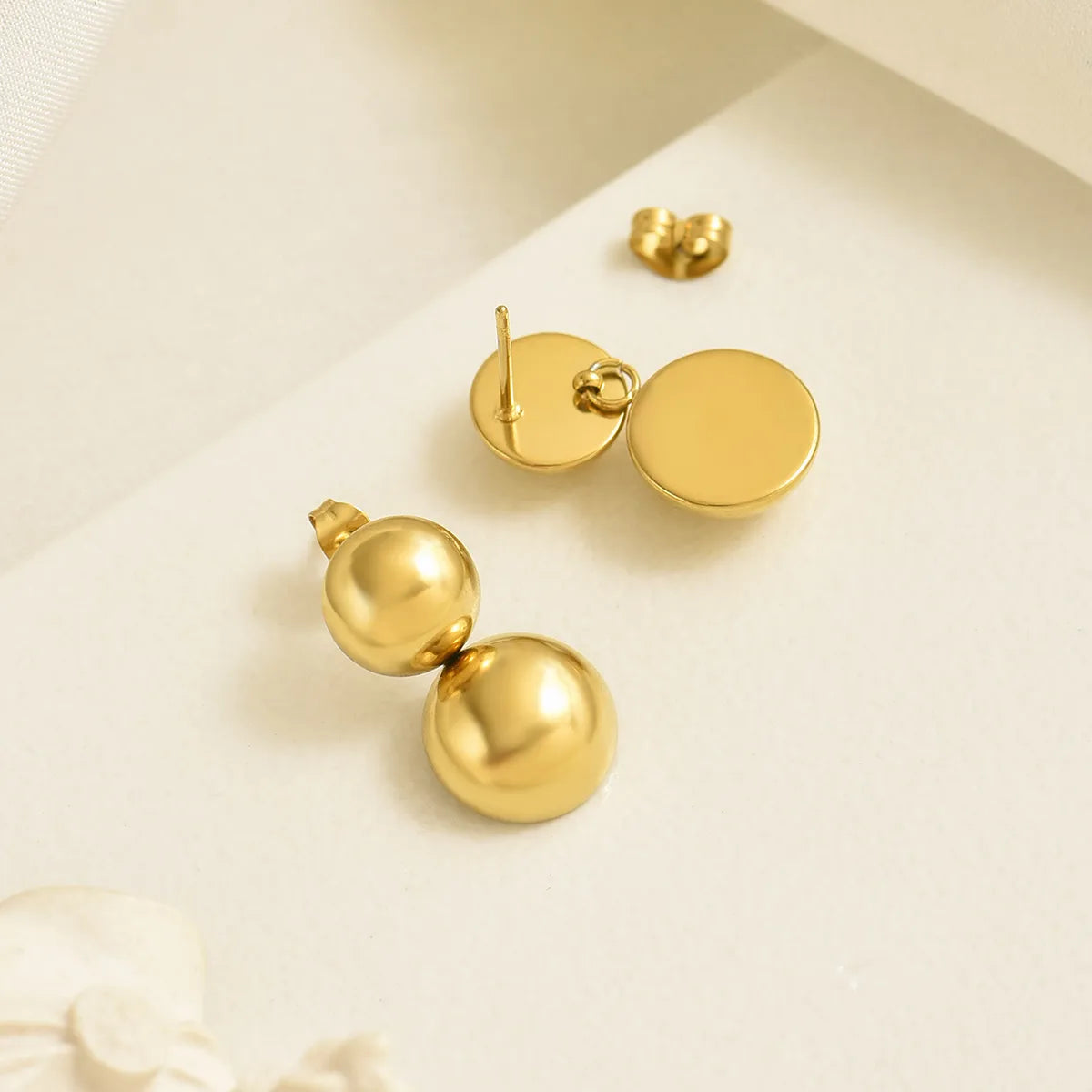 14K Gold Plated Simple Style Solid Color Polishing Stainless Steel Drop Earrings