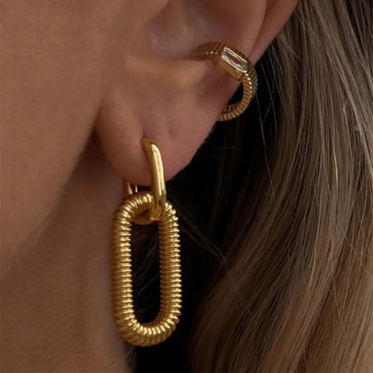 18k gold plated Hip -Hop Oversized U Shape Stainless Steel Earring For Women