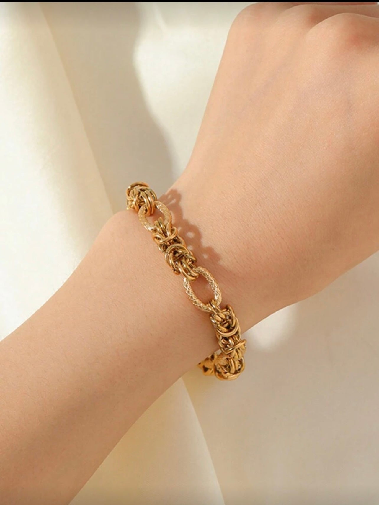 18K Gold Plated Textured Link Chain Bracelet | Waterproof & Tarnish-Resistant