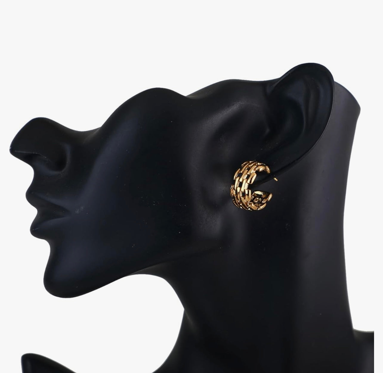 18K Gold Plated Chunky Chain Hoop Earrings – Stainless Steel Statement Hoops