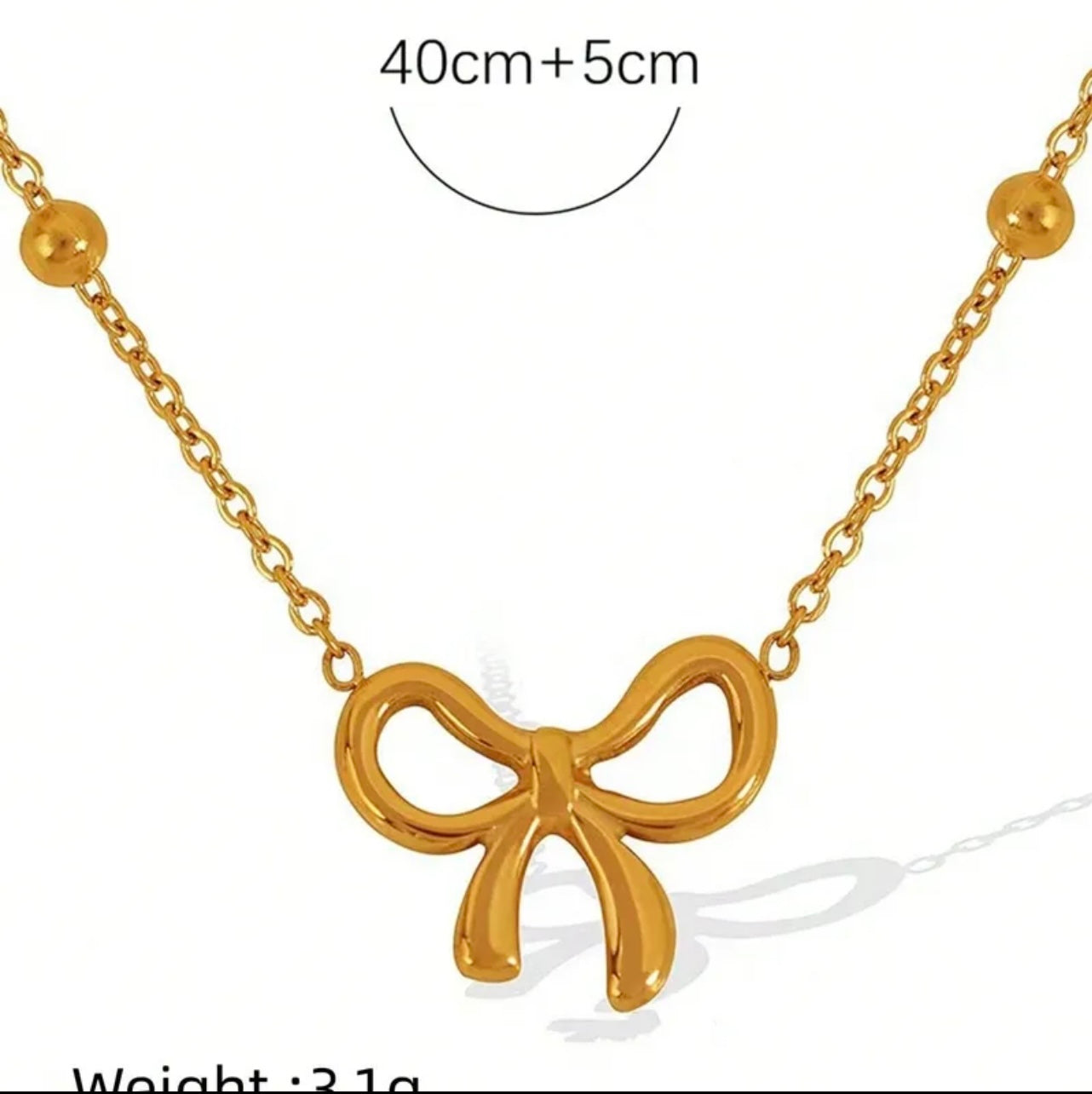 Golden Bow Set – Necklace & Stud Earrings Duo