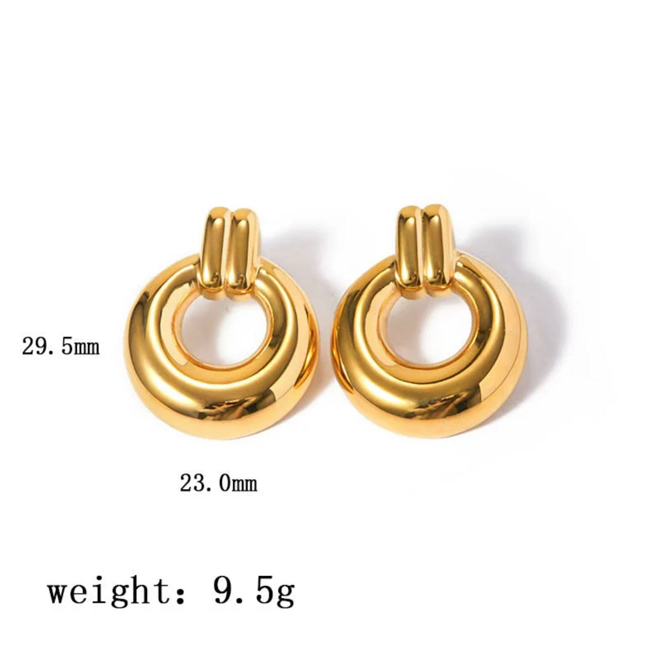 Gold Plated Statement Hoop Earrings Stainless Steel Chunky Circle Jewelry