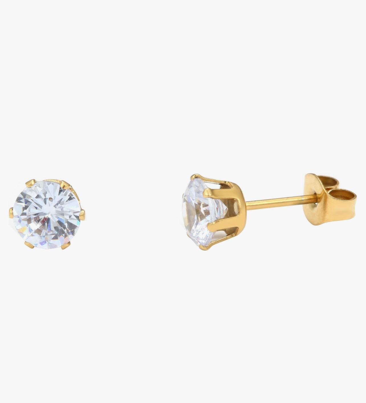18K Gold Plated  Round Earrings For Women Stainless Steel Stud Earrings