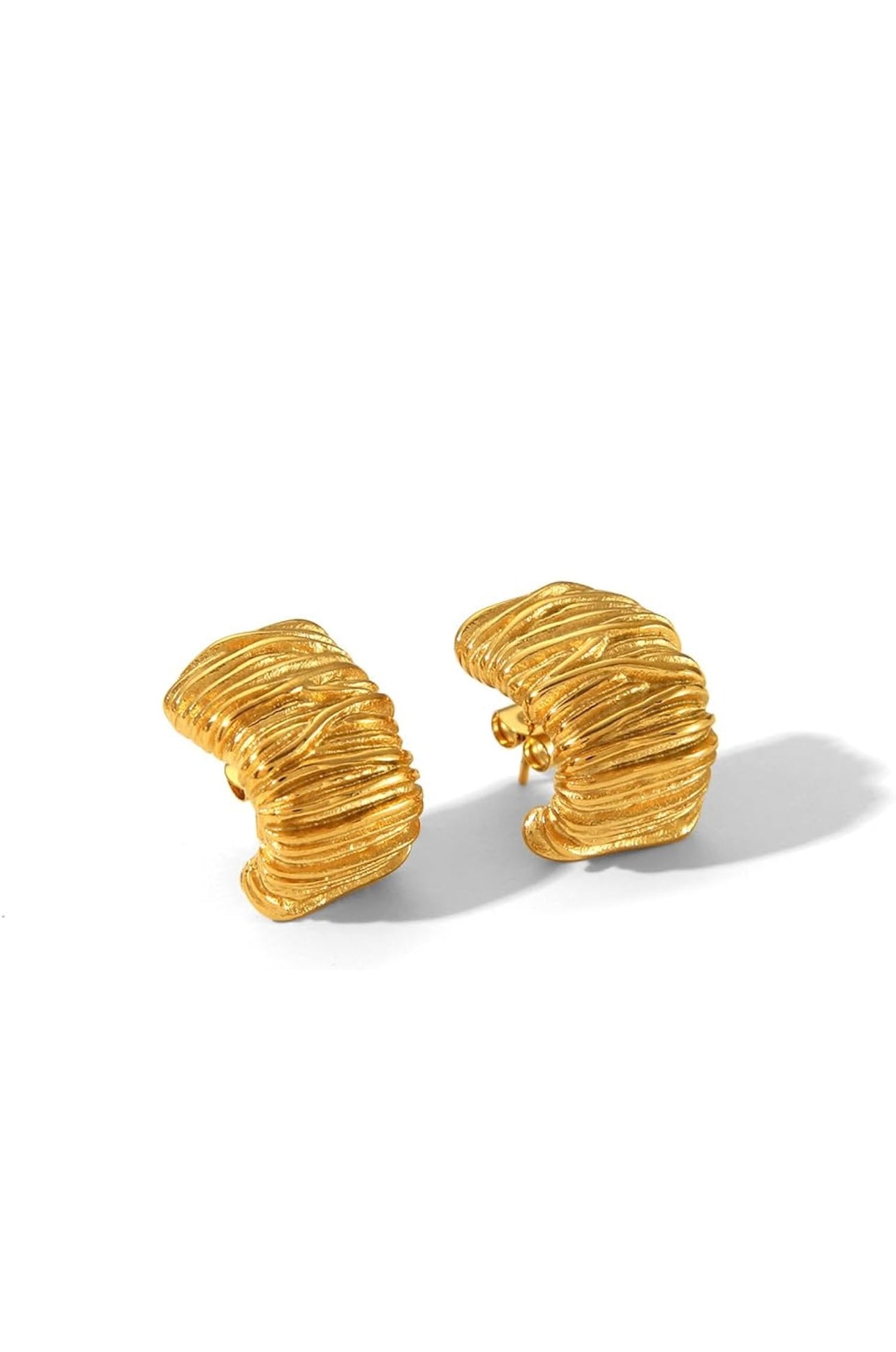 18k gold plated stainless steel Style Waves Lines Irregular earrings For Women