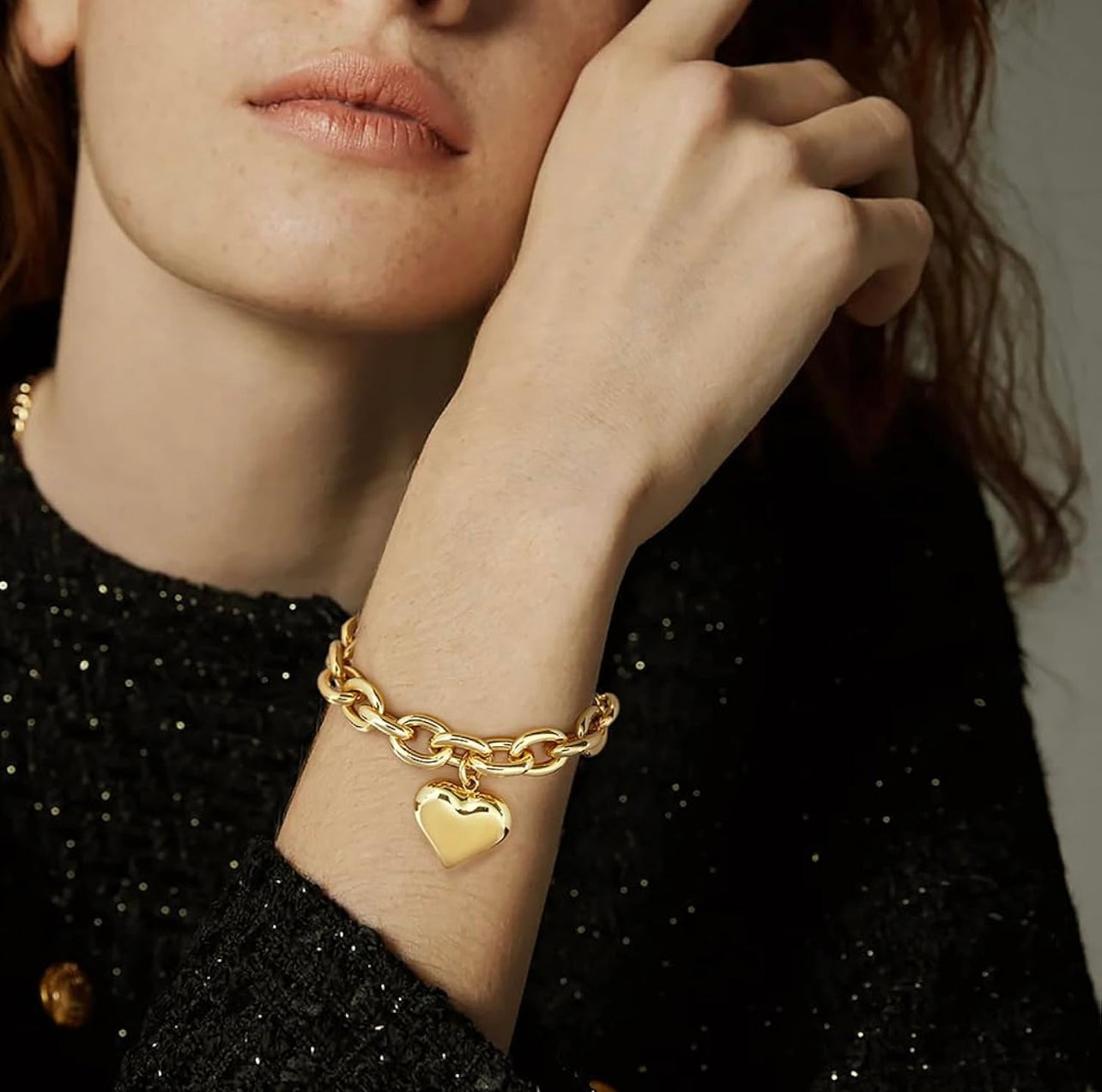 16k Gold Plated Stainless Steel Bracelet In Bulk Heart Shape For Woman Style