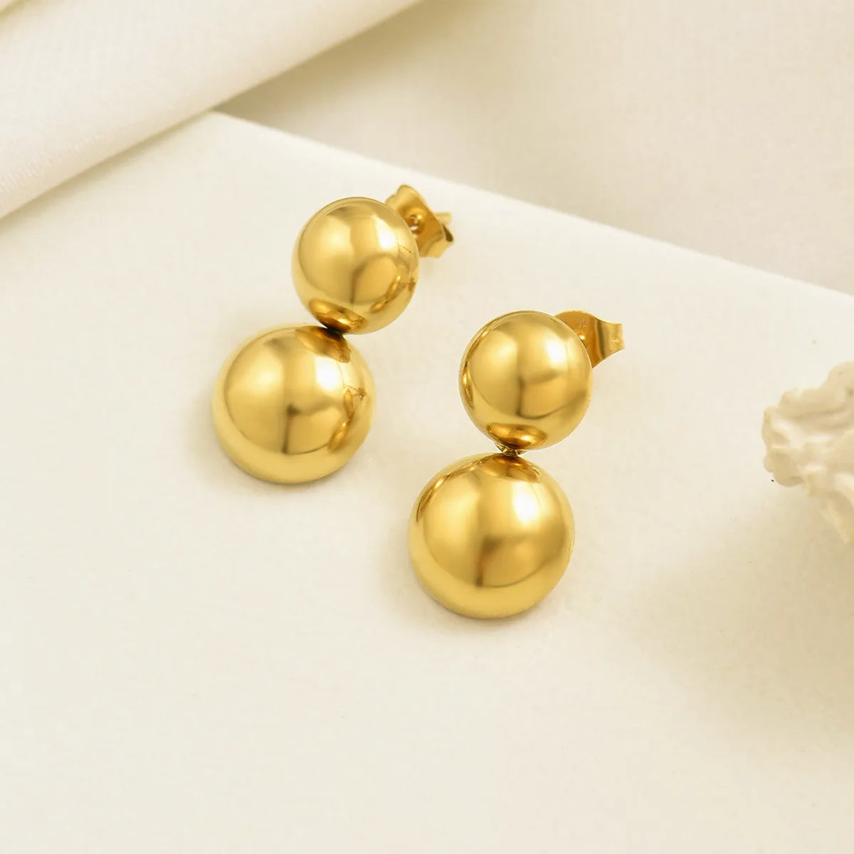 14K Gold Plated Simple Style Solid Color Polishing Stainless Steel Drop Earrings