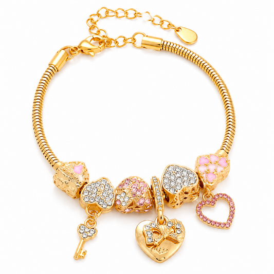 Vergoldetes Herz-Charme-Goldarmband