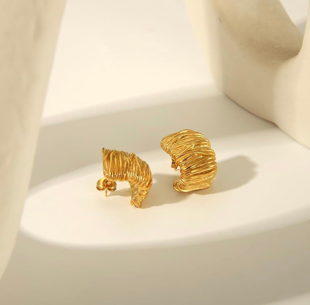 18k gold plated stainless steel Style Waves Lines Irregular earrings For Women