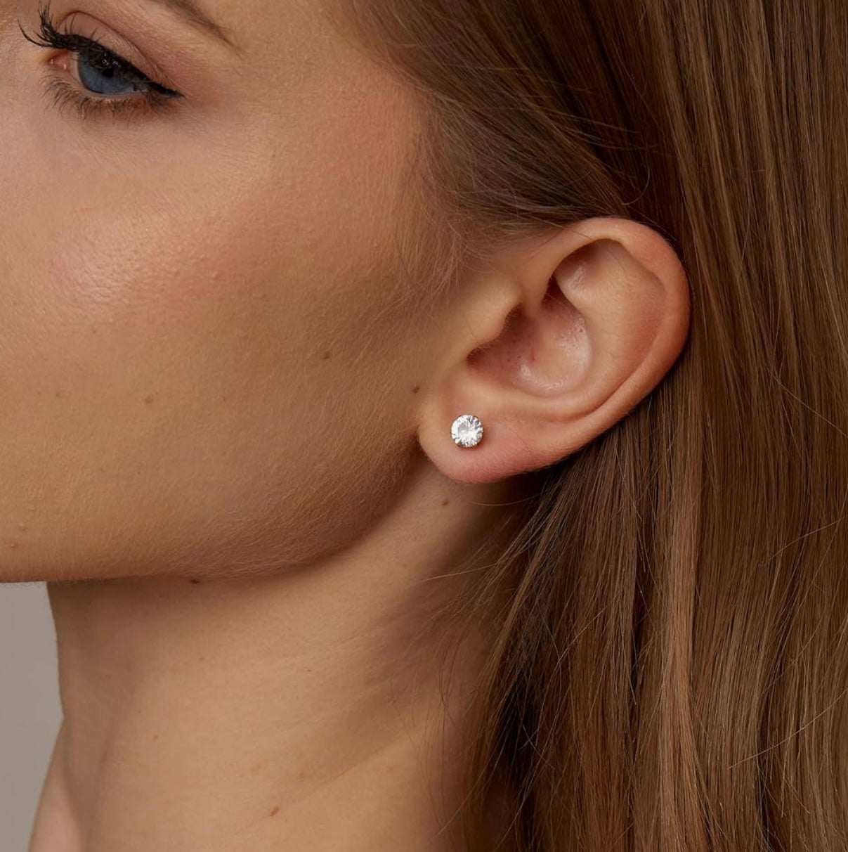 18K Gold Plated  Round Earrings For Women Stainless Steel Stud Earrings