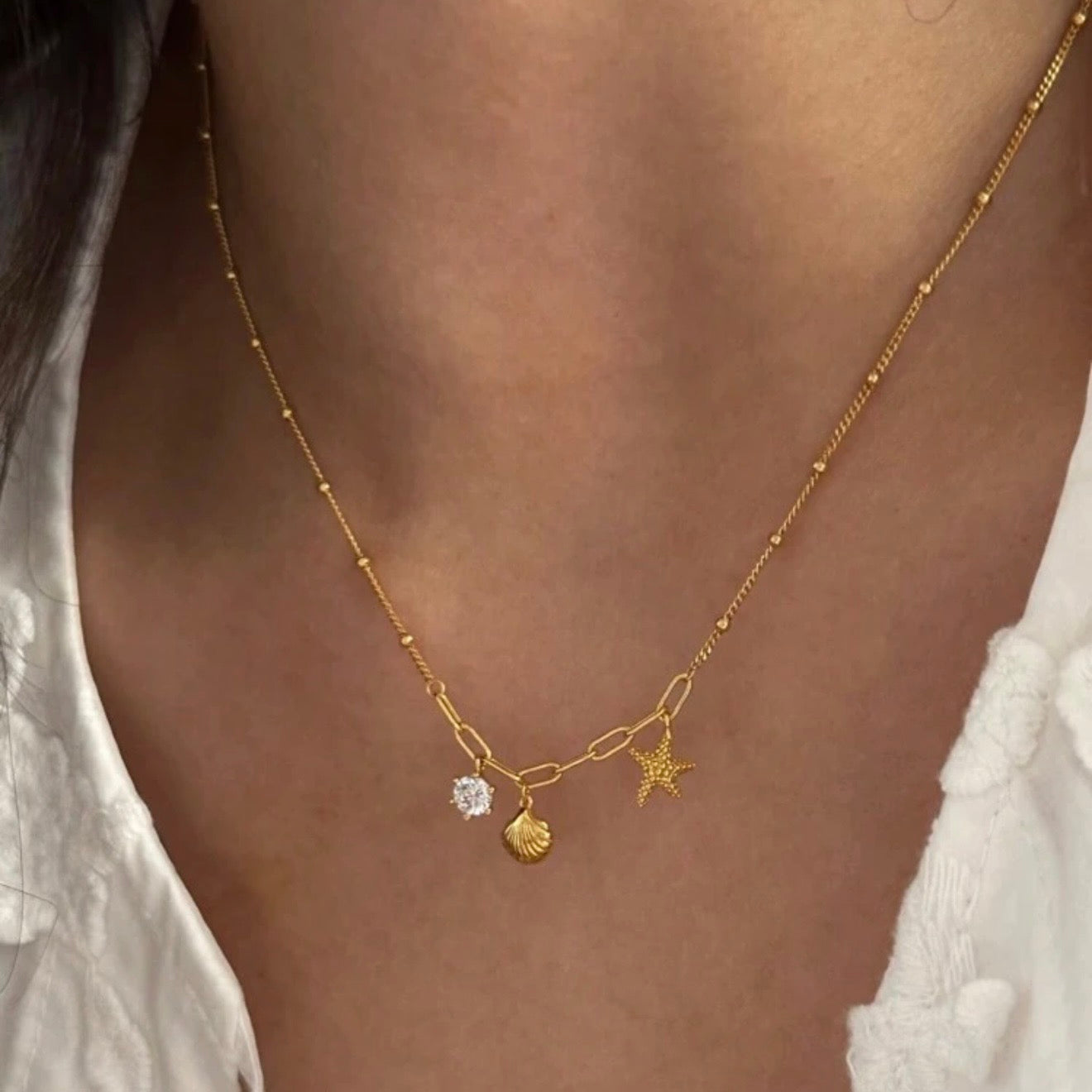 Ocean Charm Gold Necklace
