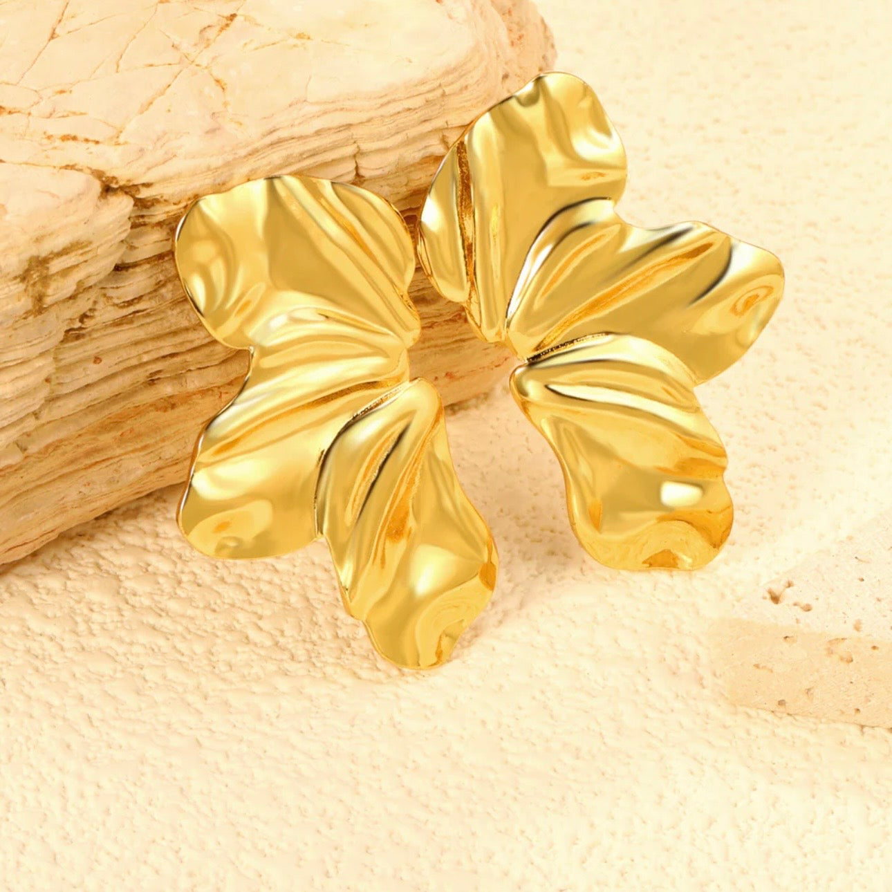 Sculpted Gold Statement Earrings – 18K Gold Plated Stainless Steel