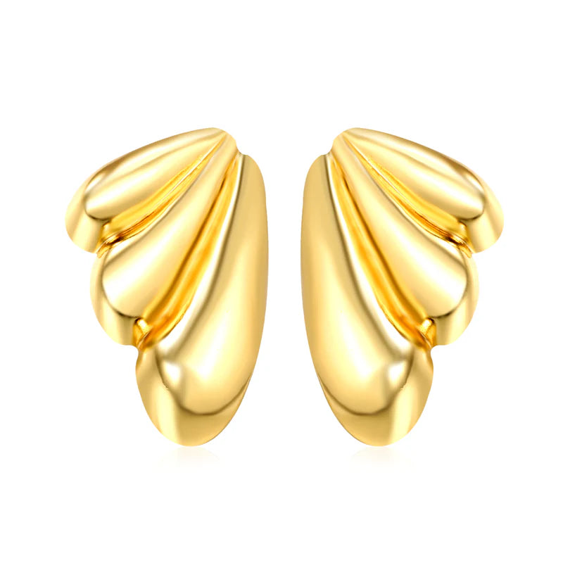 Gold Sculpted Stud Earrings – 18K Gold Plated Stainless Steel