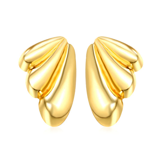 Gold Sculpted Stud Earrings – 18K Gold Plated Stainless Steel