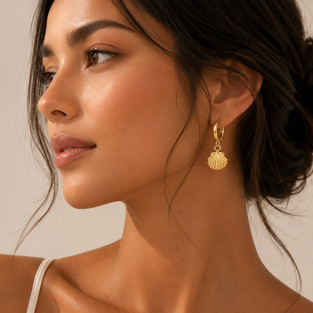 Gold Shell Drop Earrings