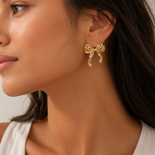 18K Gold Bow Earrings